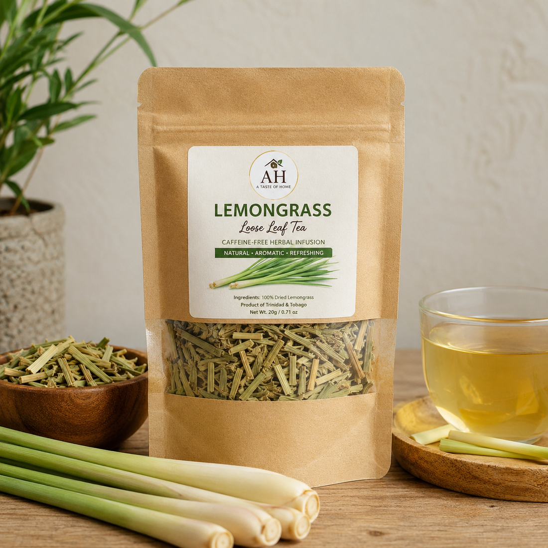 AH Taste of Home | Lemongrass | Loose Leaf Tea, Caffeine-Free Caribbean Herbal Infusion (Trinidad &amp; Tobago)