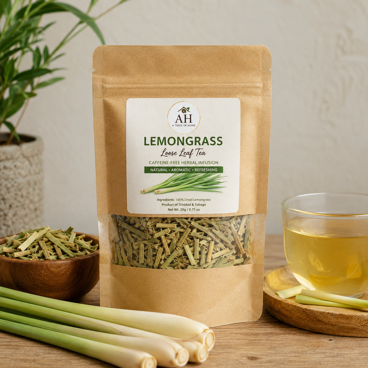 AH Taste of Home | Lemongrass | Loose Leaf Tea, Caffeine-Free Caribbean Herbal Infusion (Trinidad &amp; Tobago)